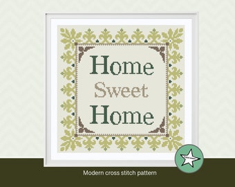 Cross stitch pattern, Home sweet home, cross stitch quote, PDF  ** instant download**