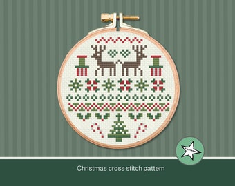 Christmas ornament cross stitch pattern, mini Nordic ornament, Christmas decoration, PDF, ** instant download**