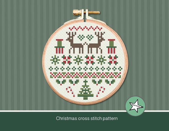 Cross Stitch Christmas Ornament Pattern, Digital Download Pdf