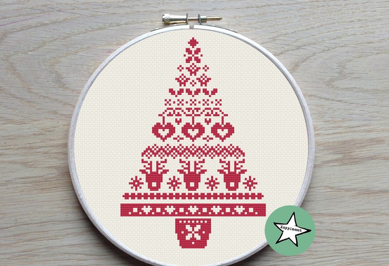 Christmas Cross Stitch Pattern Christmas Tree Nordic Folk Etsy
