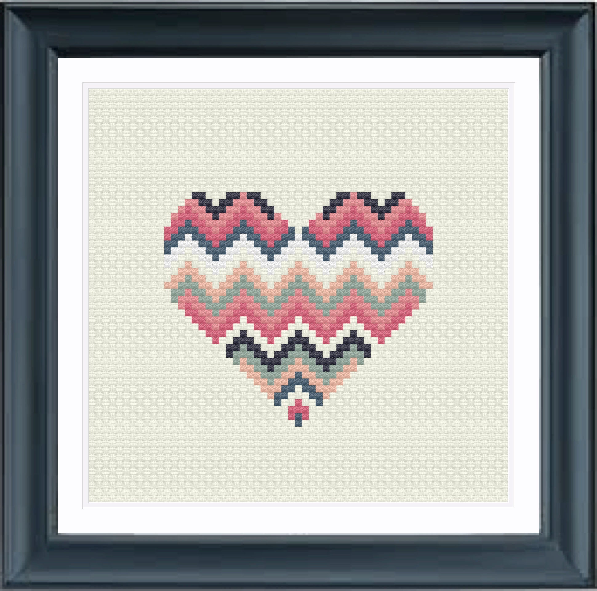 Geometric Modern Cross Stitch Pattern Heart Chevron PDF | Etsy