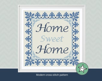 modern cross stitch pattern, Home sweet home, cross stitch quote, PDF  ** instant download**