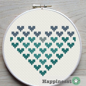 geometric modern cross stitch pattern heart, small,  PDF pattern ** instant download**