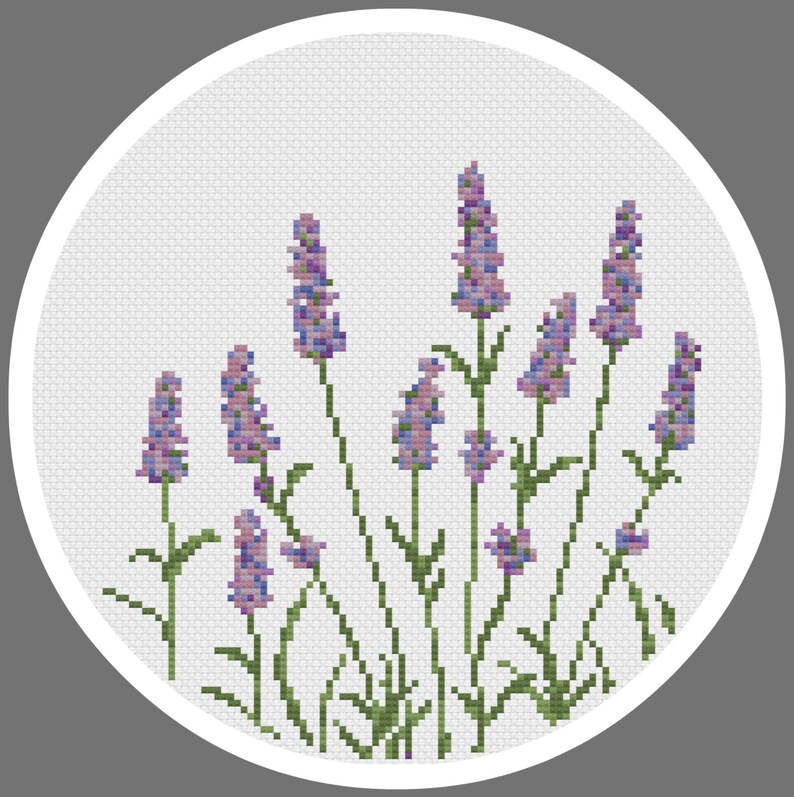 Cross Stitch Pattern Lavender Modern Cross Stitch Flower - Etsy Canada