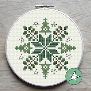 Christmas cross stitch pattern, snowflake, Christmas trees, christmas ornament, PDF, ** instant download**