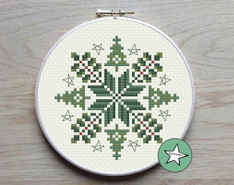 Christmas cross stitch pattern, snowflake, Christmas trees, christmas ornament, PDF, ** instant download**