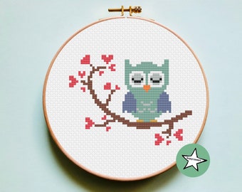 Cross stitch pattern sleeping owl, PDF pattern ** instant download**