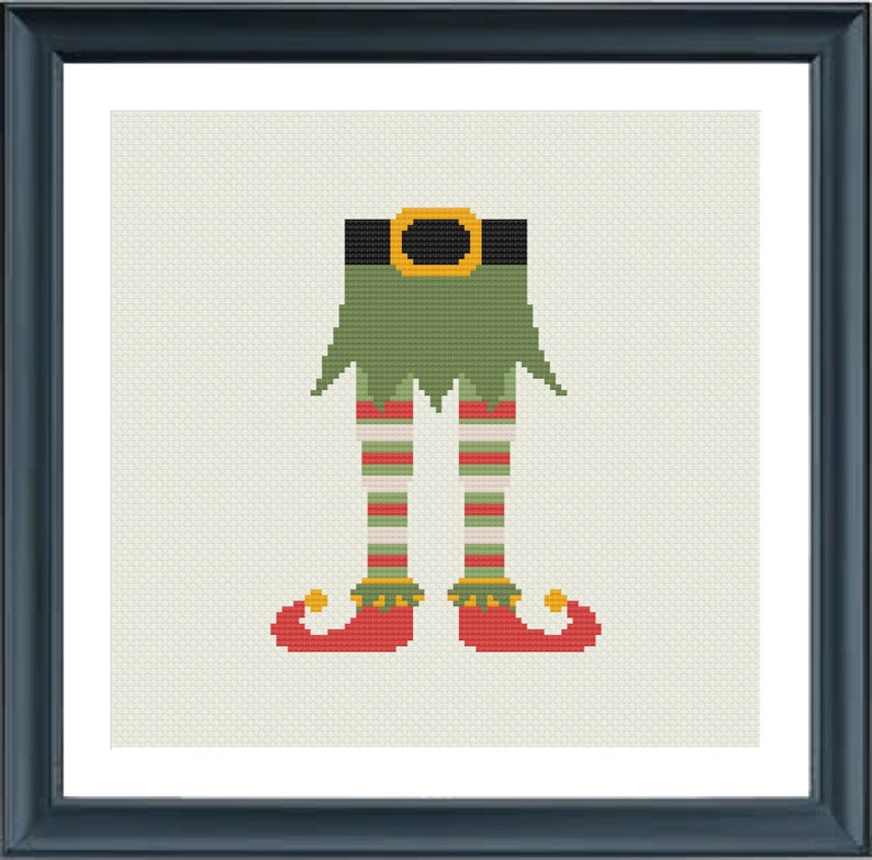 Cross Stitch Pattern Christmas Elf Elf Feet Modern Cross Etsy
