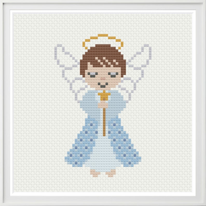 Christmas ornament cross stitch pattern, Angel, small Christmas decoration, ornament, PDF, instant download image 3