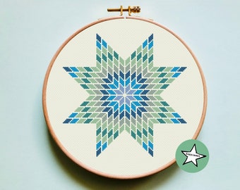 geometric cross stitch pattern, star, modern cross stitch, PDF ** instant download**