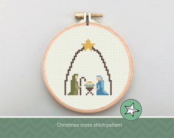 Christmas cross stitch pattern, nativity scene 2, small Christmas decoration, ornament, PDF, ** instant download**
