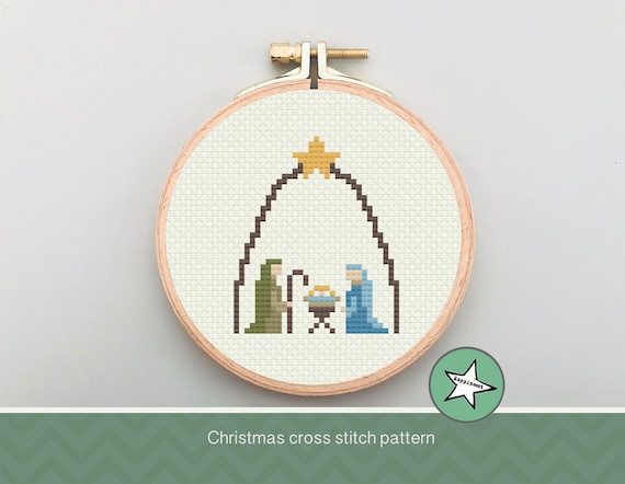 Christmas Cross Stitch Pattern Nativity Scene 2 Small Etsy