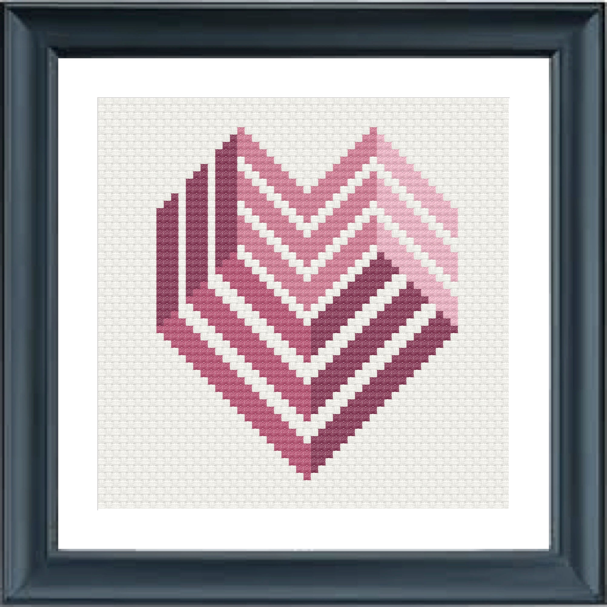 Geometric Modern Cross Stitch Pattern Heart Mauve Valentine | Etsy
