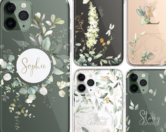 Personalisierte Blumen-Handyhülle, individuelle Blumenhülle, Luxus-Handyhülle, BOTANISCHE Blumen Wasserfarbe iPhone 15 14 13 12 Max Pro Samsung