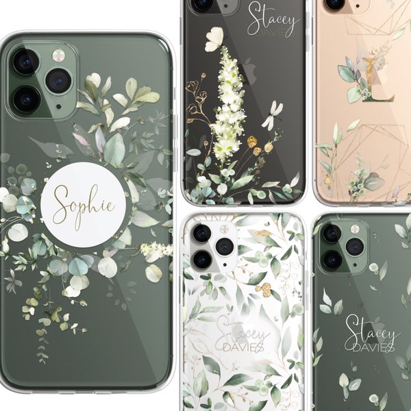 Personalisierte Blumen-Handyhülle, individuelle Blumenhülle, Luxus-Handyhülle, BOTANISCHE Blumen Wasserfarbe iPhone 15 14 13 12 Max Pro Samsung