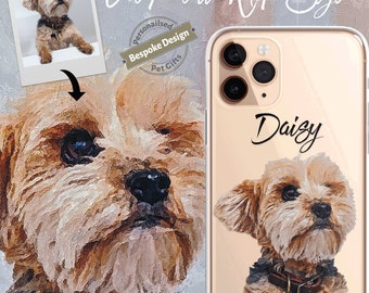 PET Phone Case, Pet Painting Portrait Dog Cat Horse OIL Palette Personalised Custom Photo Case CLEAR Phone Cover Case for iPhone & Samsung