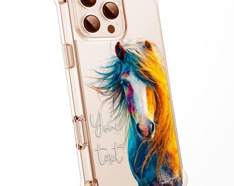 Pony Horse WaterColour Personalised CLEAR Phone Case Animal British Wildlife Splatter Painting Artwork Cover Exclusive Art - iPhone Samsung