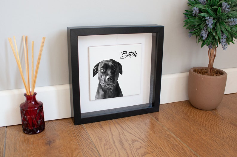 Personalisiertes Haustier Hund Katzenbürste Portrait Personalisierter Fotodruck auf KERAMIK FLIESE im Boxrahmen Geschenk Personalisiert Bild 10