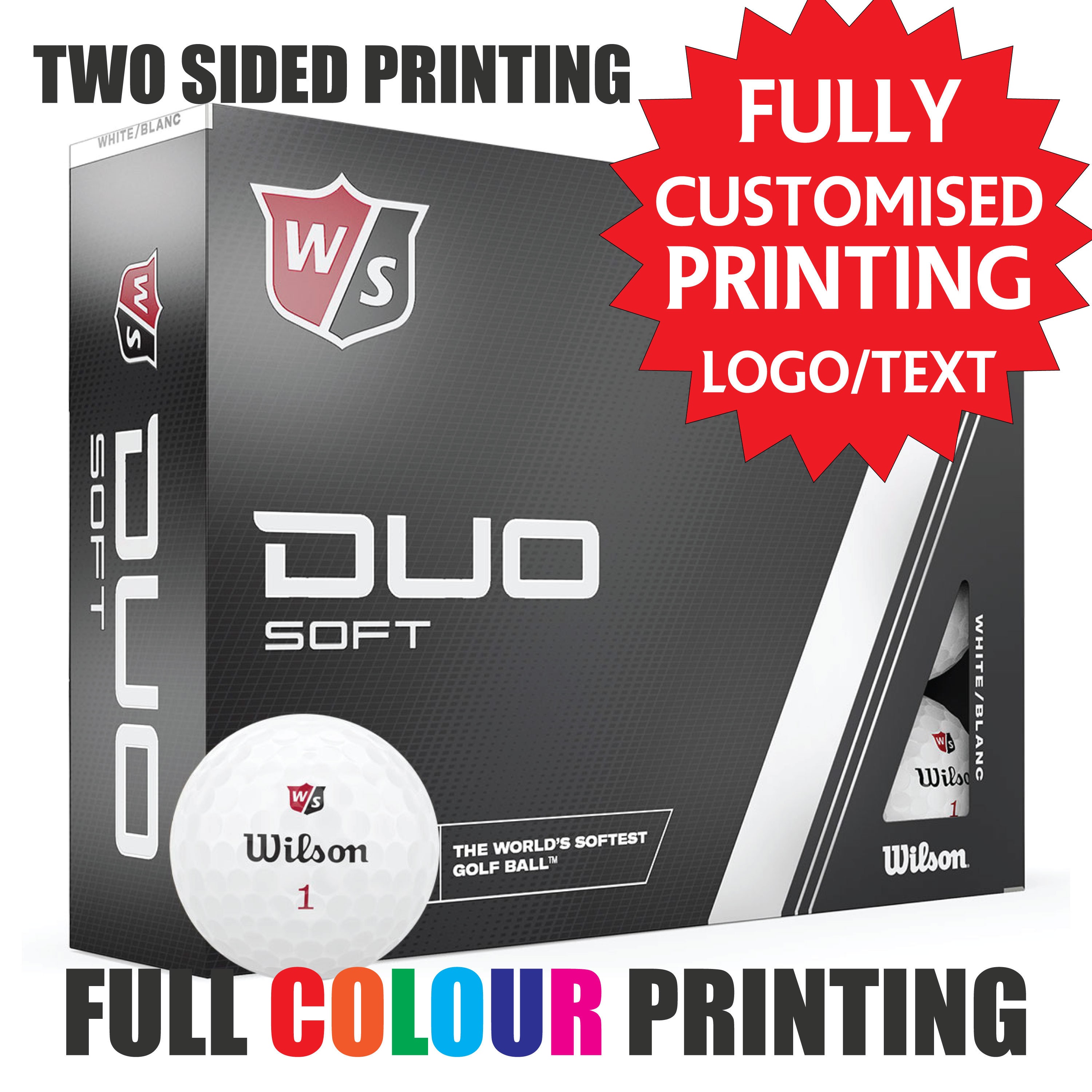 Personalised Custom Golf Balls Full Colour Two Sided Print