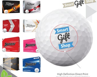 Personalised Custom Golf Balls Full Colour Two Sided Print, Branded Titleist PRO V1 Callaway Srixon Wilson