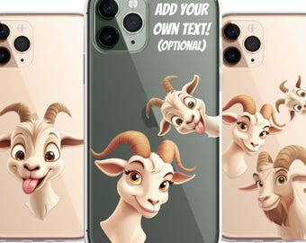 Goat Custom Cartoon Phone Case Personalised CLEAR Cute Family Splatter Phone Cover Case for iPhone 16 15 14 13 12 11