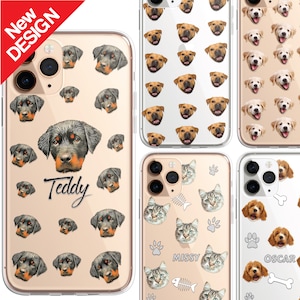 PET Phone Case, Dog Cat Portrait, Icon Style ,Personalised Phone Case Custom Photo CLEAR Cover for iPhone 16 15 14 13 12 11 Pro Max Samsung