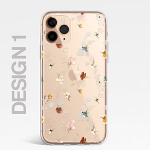 Personalisierte iPhone 15 14 13 12 11 Plus Max Pro Samsung iPhone 15 14 13 12 11 Plus Silikonhülle Klar Handyhülle Blumen Englische Blumen 1 - Plain Floral