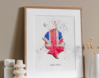 Queen Elizabeth 2nd II Gedenkkunst Splatter Fine Art Print Queen Memorabilia Jubilee A4 A3 - UNGERAHMT