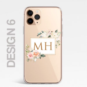 Coque de portable personnalisée à fleurs, Coque personnalisée à fleurs, Étui de portable de luxe, Transparente Roses Gold iPhone 15 13 12 11 Plus Pro Samsung Galaxy image 8