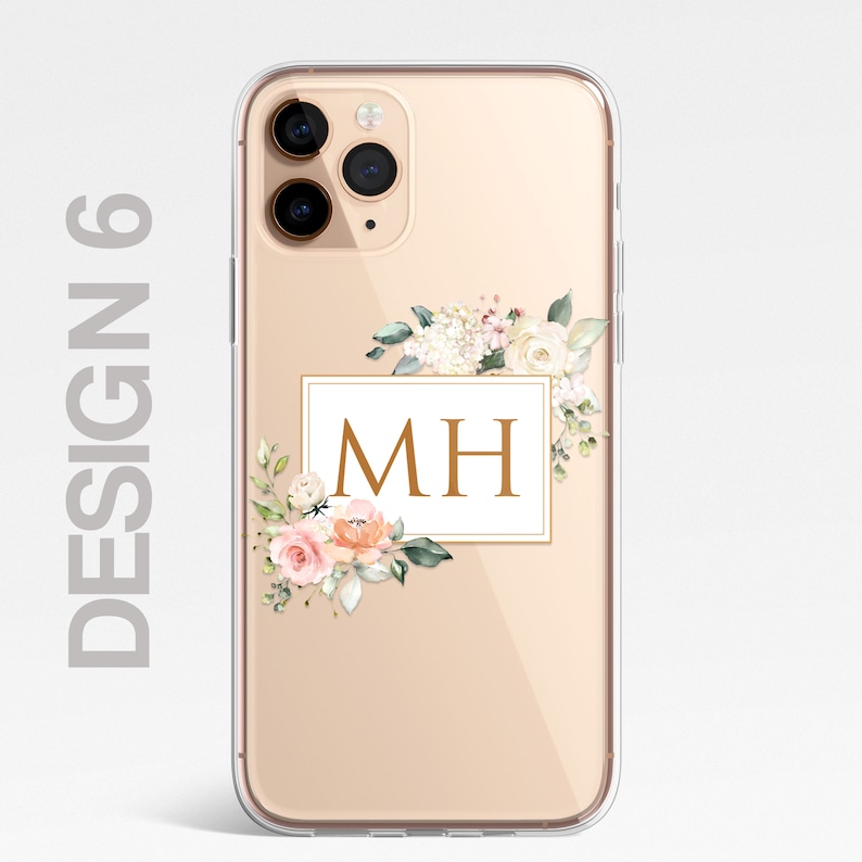 Personalisierte Blumen-Handyhülle, individuelle Blumenhülle, Luxus-Handyhülle, KLARE Hülle Rosen Gold iPhone 15 13 12 11 Plus Pro Samsung Galaxy Design 6 Init Box