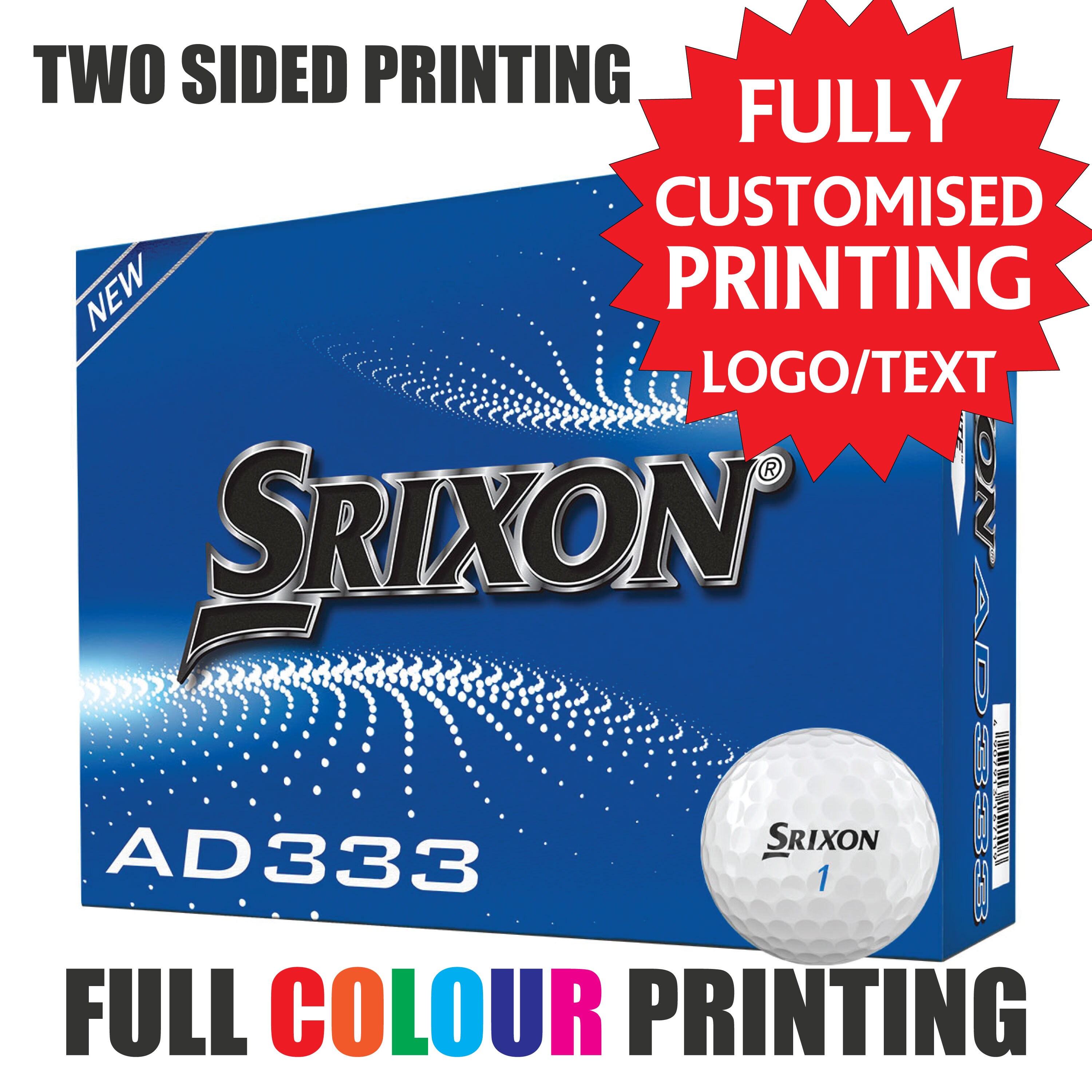 Personalised Custom Golf Balls Full Colour Two Sided Print