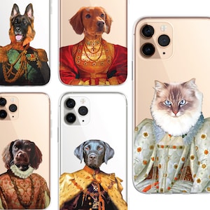 PET Queen King Telefoonhoesje Huisdier Portret Hond Kat Koninklijke Prinses Gepersonaliseerde Aangepaste Foto HELDER Telefoonhoesje voor iPhone 15 14 13 12 Pro Max