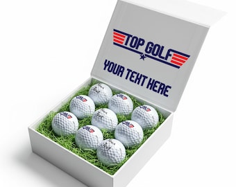 TOP GOLF: Personalised Branded 9 Golf Ball Set in Customised Box - Novelty Movie Themed Golfer's Gift, Father's Day, Retirement, Birthday