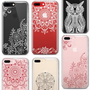 Henna Mehndi Mandala Wedding Lace Tattoo CLEAR TPU Phone Cover Case for iPhone 14 13 12 11 pro Max Plus Samsung Galaxy S22 S21