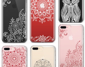 Henna Mehndi Mandala Wedding Lace Tattoo CLEAR TPU Phone Cover Case for iPhone 14 13 12 11 pro Max Plus Samsung Galaxy S22 S21