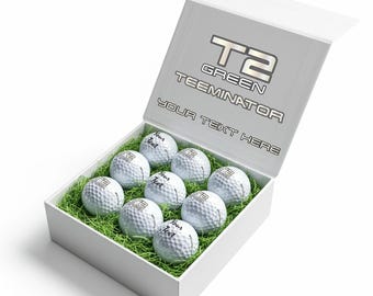 TEEMINATOR: Personalised Branded 9 Golf Ball Set in Customised Box - Novelty Movie Terminator Themed Golfer's Gift, Father's Day