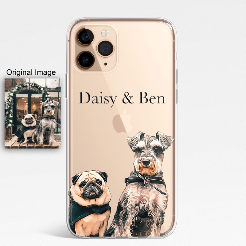 PET Pintura Retrato Perro Gato Caballo Animal Personalizado Foto CLEAR Funda de cubierta de teléfono para iPhone 15 14 13 12 Pro Max Plus Galaxy imagen 6