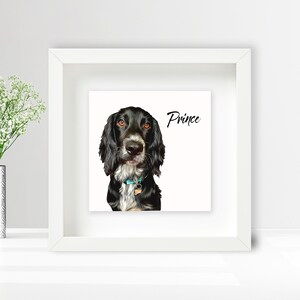 Personalisiertes Haustier Hund Katzenbürste Portrait Personalisierter Fotodruck auf KERAMIK FLIESE im Boxrahmen Geschenk Personalisiert Bild 7