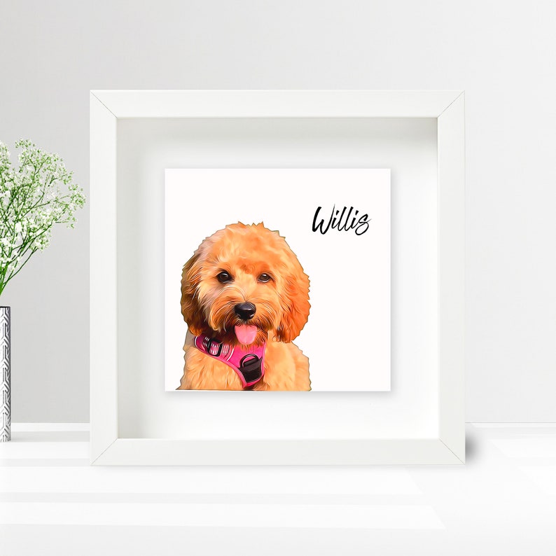 Personalisiertes Haustier Hund Katzenbürste Portrait Personalisierter Fotodruck auf KERAMIK FLIESE im Boxrahmen Geschenk Personalisiert Bild 9