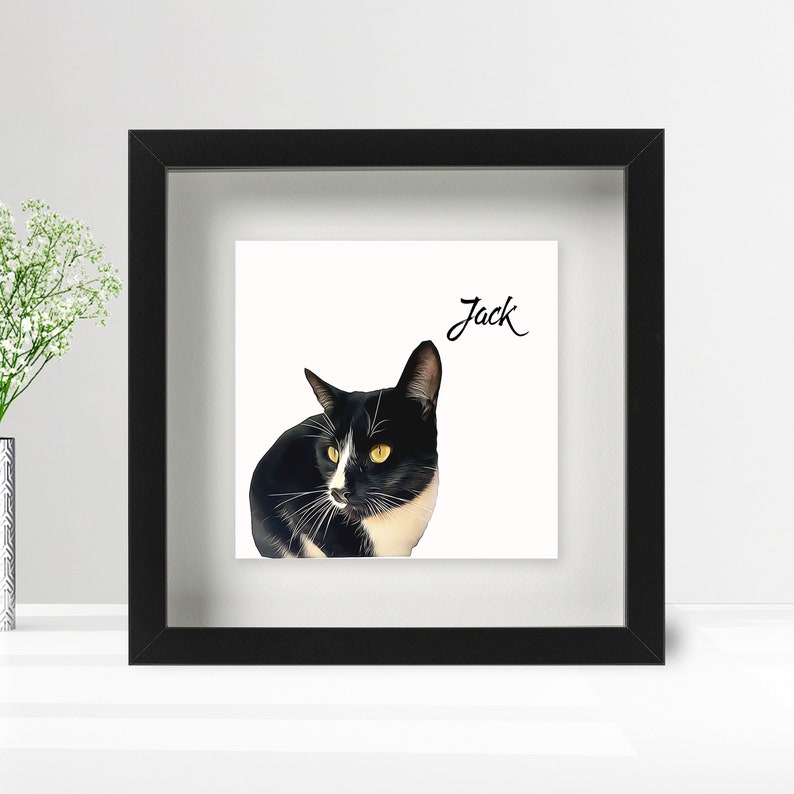 Personalisiertes Haustier Hund Katzenbürste Portrait Personalisierter Fotodruck auf KERAMIK FLIESE im Boxrahmen Geschenk Personalisiert Bild 5