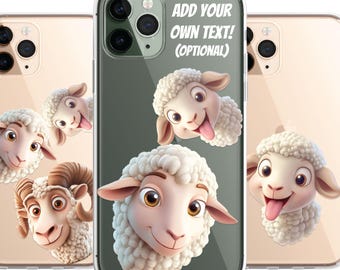Sheep Lamb Custom Cartoon Phone Case Personalised CLEAR Cute Family Splatter Phone Cover Case for iPhone 16 15 14 13 12 11