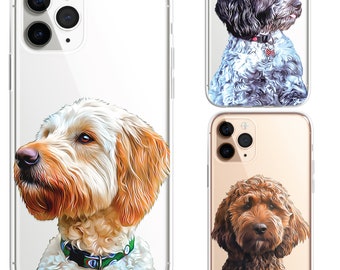 Doodle Cockapoo Cavapoo Dog Pet Animal Phone Case Brush Art CLEAR Phone Cover Case for iPhone 15 14 13 12 Pro Max Plus Samsung S22 S21