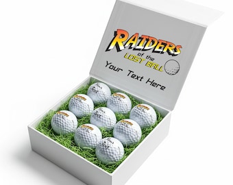 Indiana Jones: Personalised Branded 9 Golf Ball Set in Customised Box - Novelty Movie Themed Golfer's Gift, Father's Day, Retirement