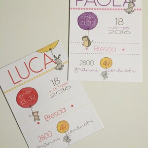 Stampa Nascita "ANIMALS with BALLOONS"