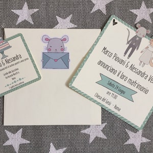 MOUSE AND CAT - Partecipazione Nozze+Invito+Busta+Adesivo chiudibusta