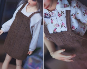 BJD - Ball Jointed Doll / Brown Overall Dress /