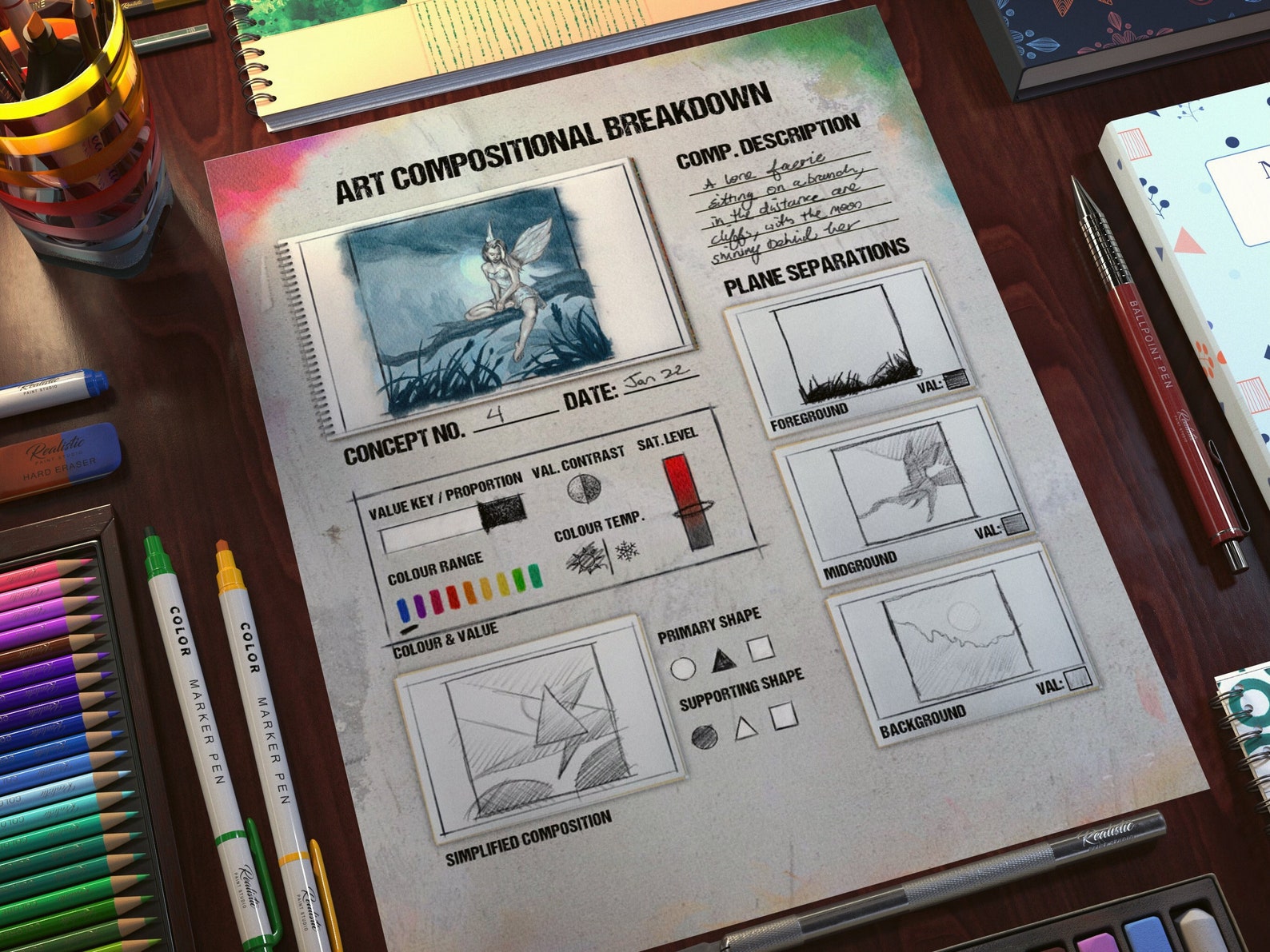 Composition Printable Planner, Artists Drafting Sketchbook, Illustrator ...