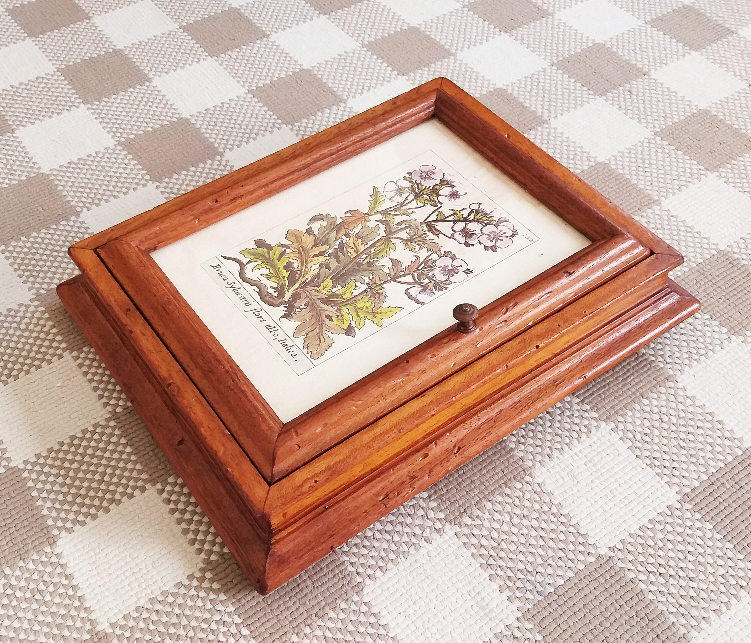 Vintage Français Key Box, Handmade Hook, Art Nouveau Home Storage, Storage Hand Carved Wood Casket, 