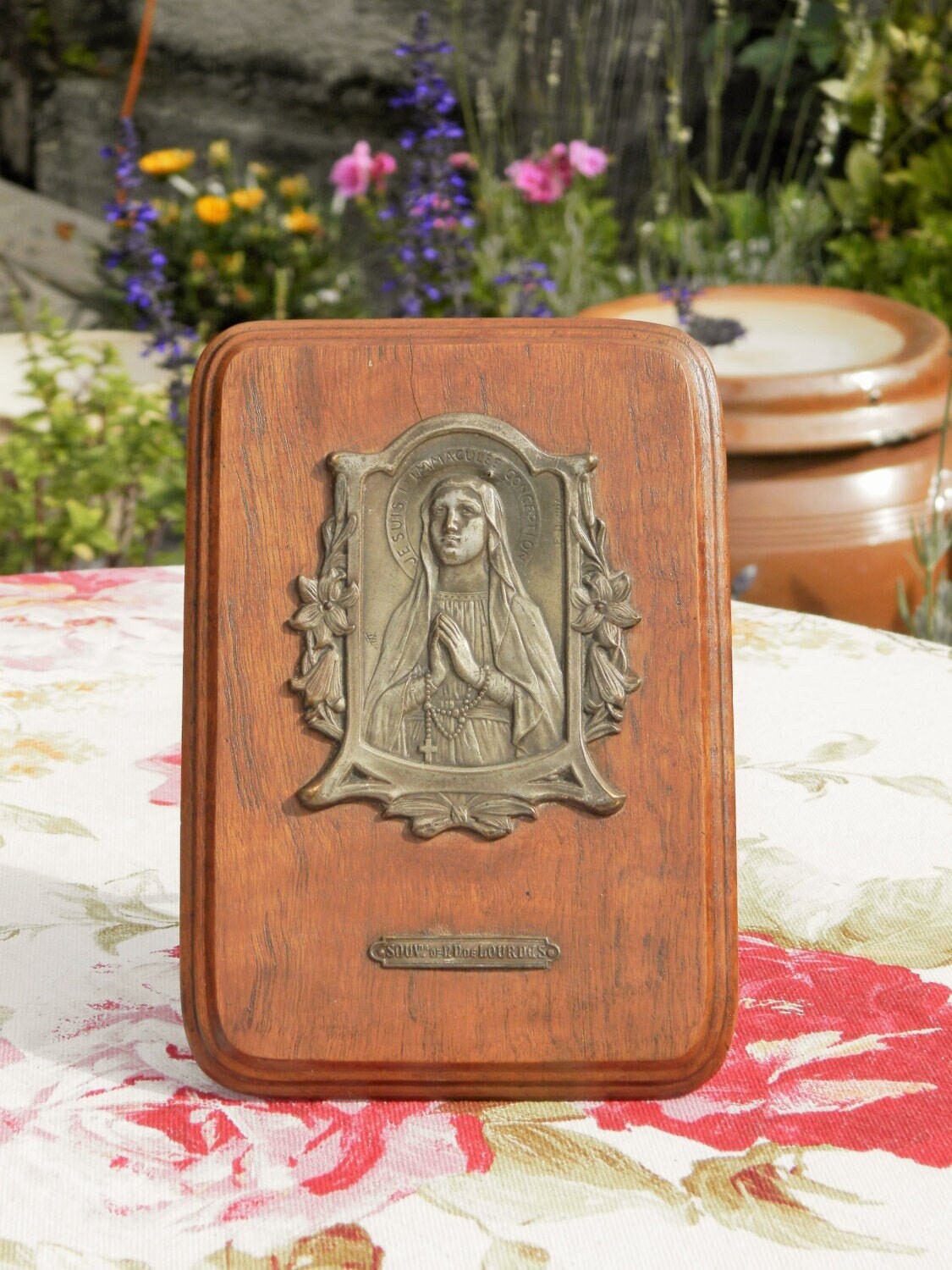 Vintage Français'icône Religieuse Art Nouveau, Dévotion Antique, Icône Vierge Marie, Souvenir de Lou