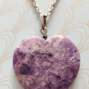 Vintage French Large Amethyst Heart Pendant, Long Hand Made Silver Chain, Romantic Gift, Amethyst Necklace, Heart Shaped Pendant, Gift Box image 5